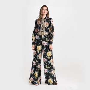 zimmermann luminosity blouson shirt in multi floral black